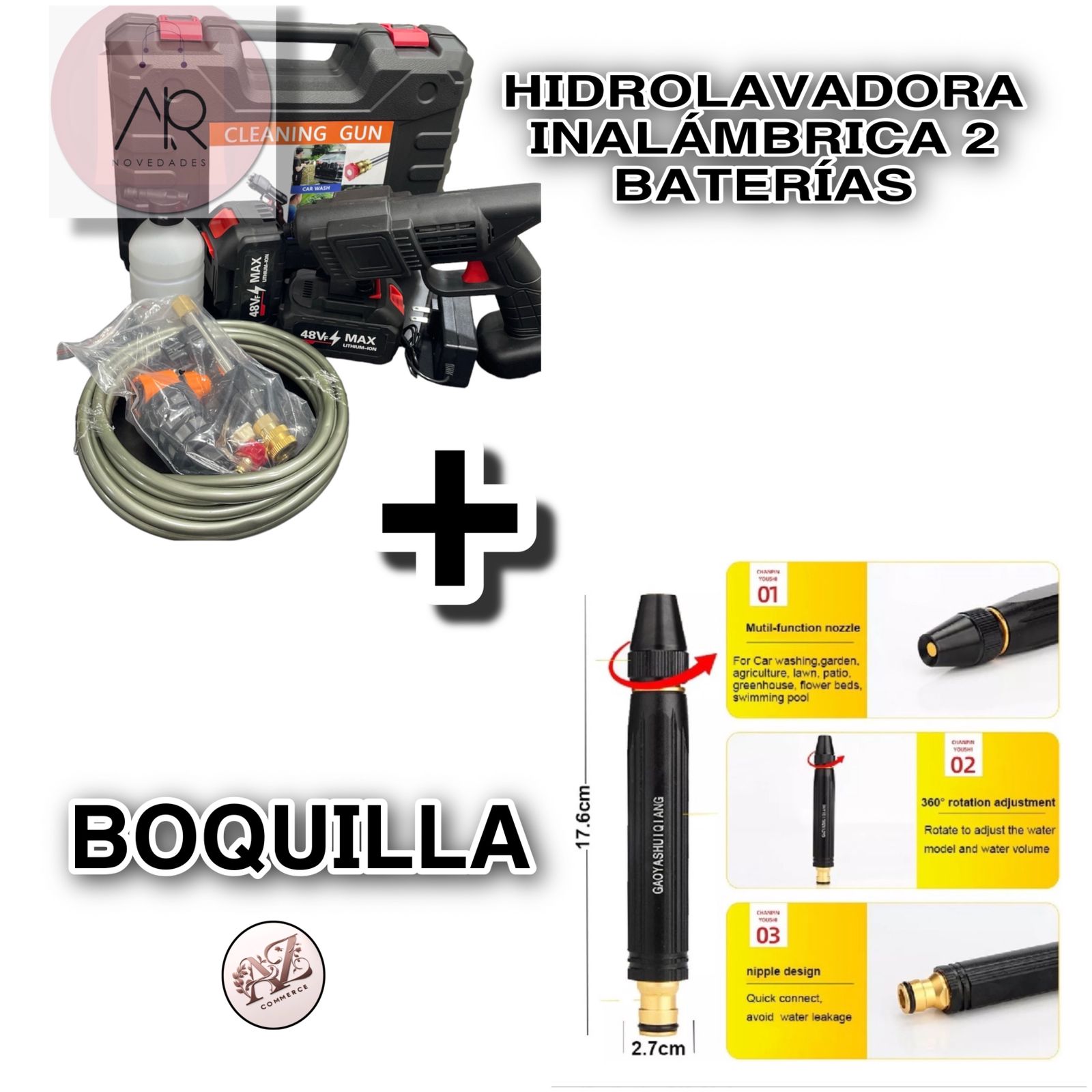 COMBO HIDROLAVADORA 2 BATERIAS + BOQUILL